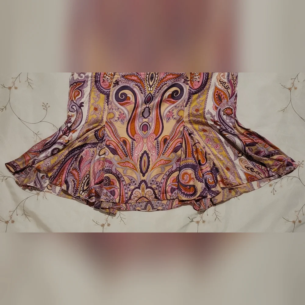 VINTAGE Y2K INC 100% Silk 2pc Set Paisley Midi Skirt & Cami Size 8  Fits 4/6 - Picture 9 of 13